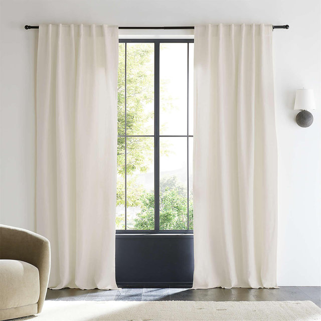 Ivory European Flax ®-Certified Linen Window Curtain Panel 52"x108"