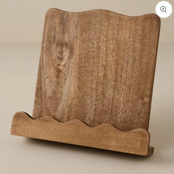 Antiqued Wood Scalloped Cookbook Holder