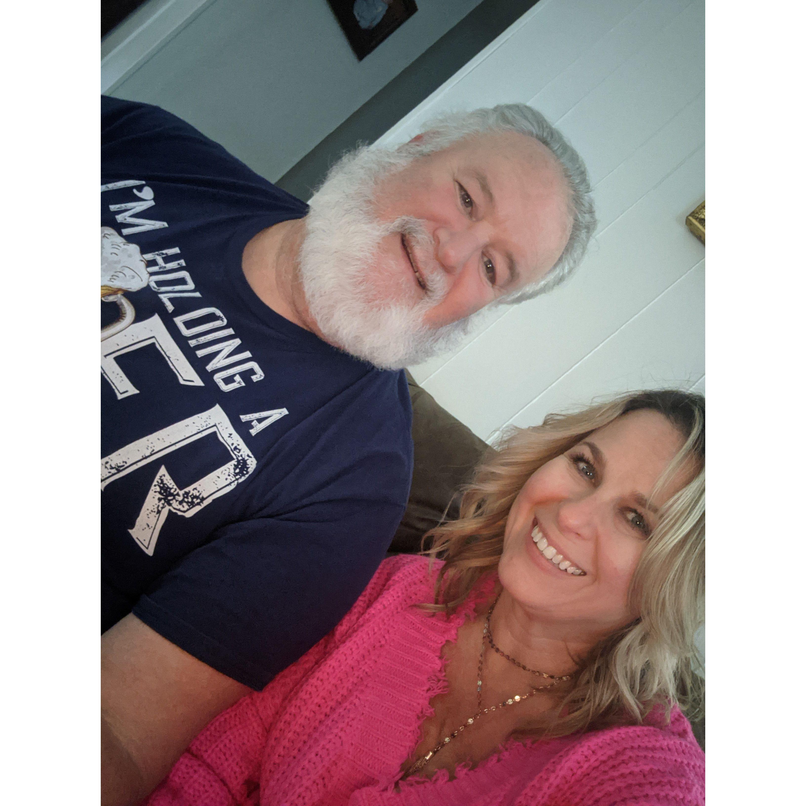 This is the very first picture we took together in December 2020. Scott is rocking the Santa look.