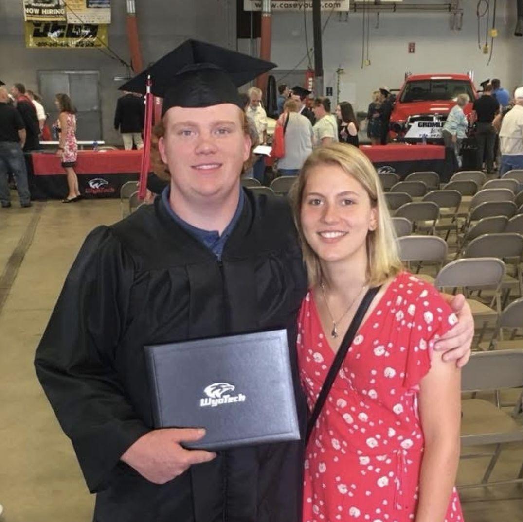 At Bradaigh's graduation from Wyotech in Pennsylvania (2018).