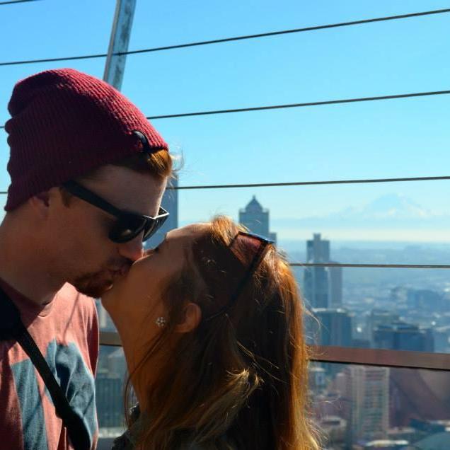 On top of the Space Needle visiting Seattle, Washington.