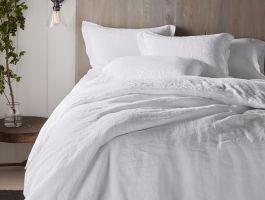 Organic Linen Chambray Duvet Cover- Queen Soft Black
