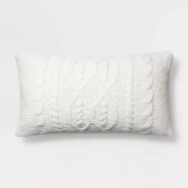 Cable Knit Chenille Throw Pillow - Threshold™ Neutral