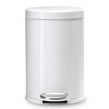 simplehuman Round Step Trash can, White Steel