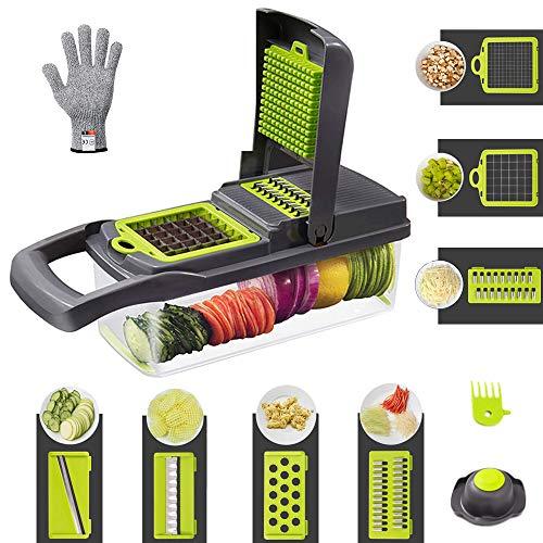 Vegetable Chopper, Onion Chopper, Mandoline Slicer, Kitchen Multi-Function Dicer Julienne Slicer Cutter Cuber for Onion Tomato Potato Garlic Veggie Fruit Food