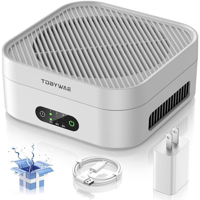TDBYWAE Air Purifier for Home - True HEPA, Up to 600 ft, for Pets, Dust, Dander, Pollen, Odor, Smoke - Portable Car Air Purifier (White)