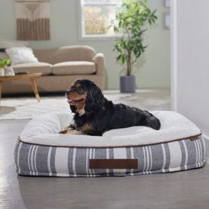 FRISCO Farmhouse Rectangular Bolster Pillow Dog Bed with Removable Cover, Large - Chewy.com