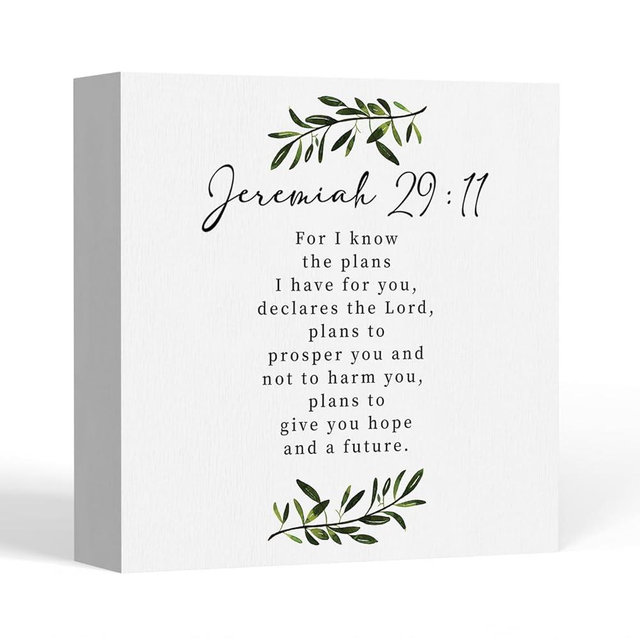 iRudyard Chiristian Decor,Inspirational Quotes Wood Box Sign,Shelf Decor,Bible Verses Desk Decor,Faith Based Gifts