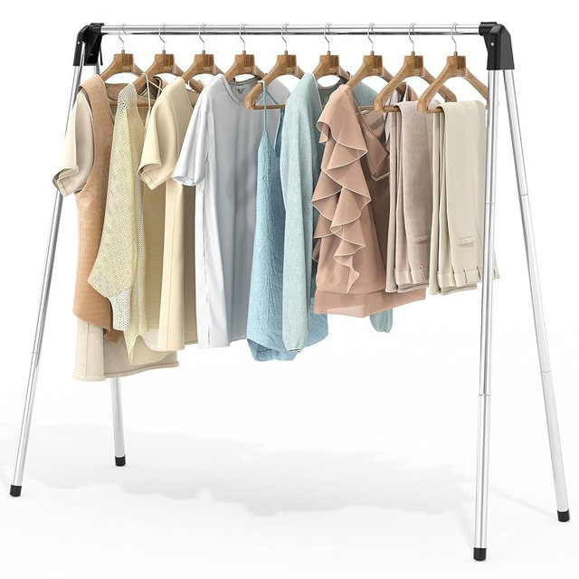 APEXCHASER Foldable Clothes Drying Rack, 55'' Collapsible Laundry Clothes Airer Width Heavy Duty Hanger for Sweaters Baby Clothes Towels Portable Indoor Outdoor for Home Travel
