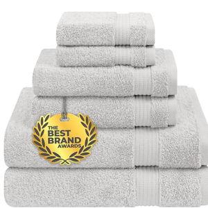 Cotton Paradise 6 Piece Towel Set 100% Cotton Soft Absorbent Turkish Towels for Bathroom 2 Bath Towels 2 Hand Towels 2 Washcloth Silver Gray Towel Set