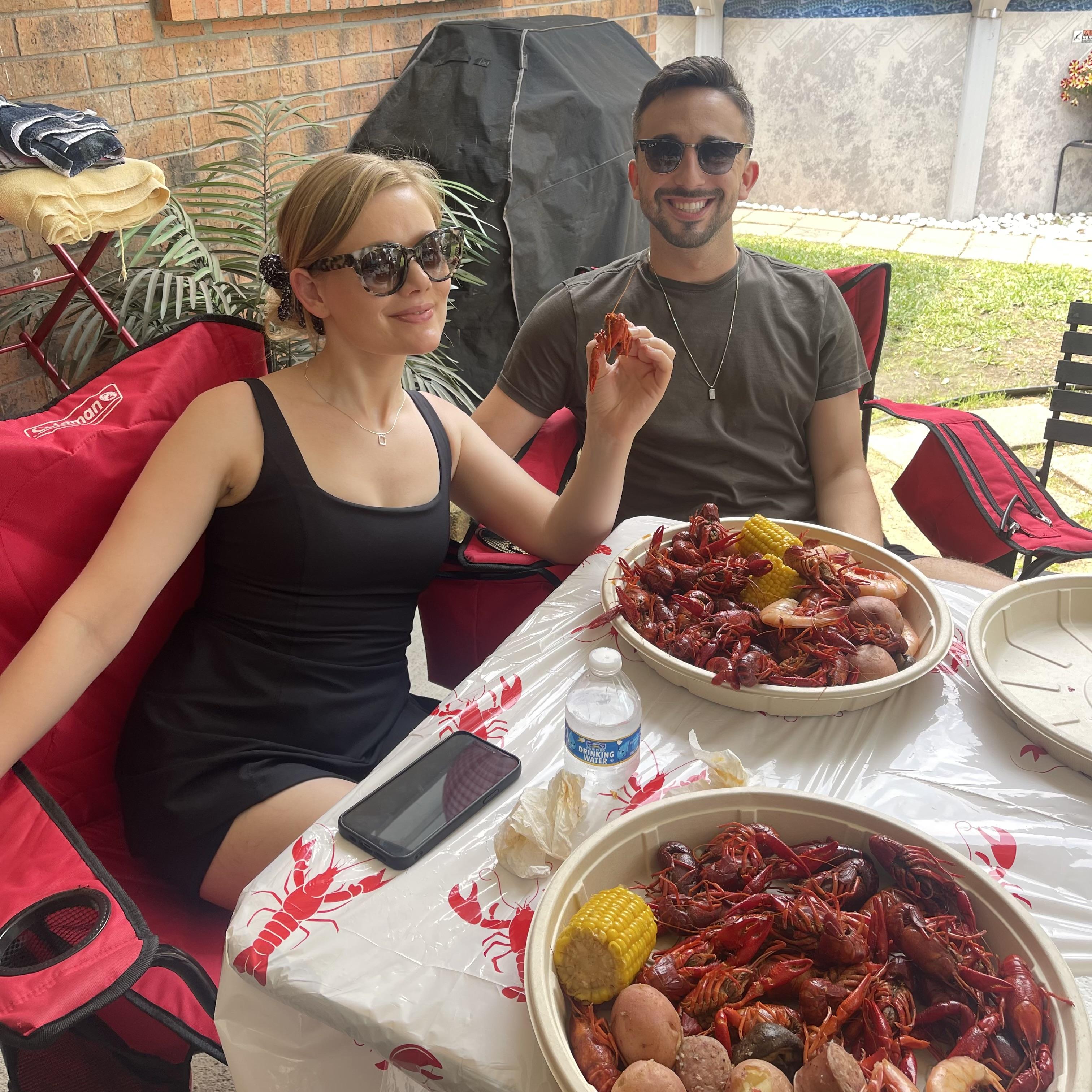 Family crawfish boil