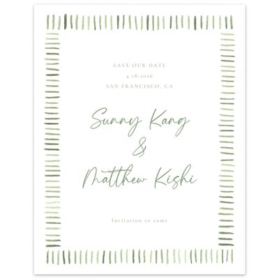 Green Bordered Wedding Digital Save the Date - Lund Portrait