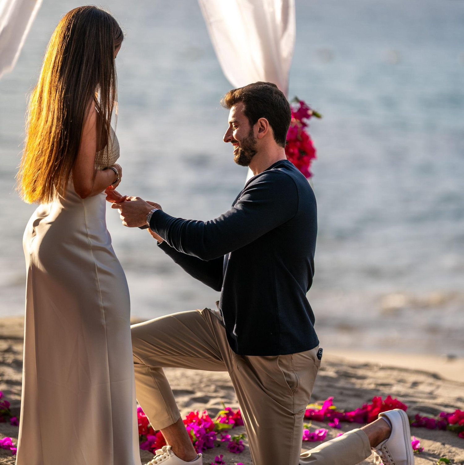 Adam proposed on the beach in St. Lucia