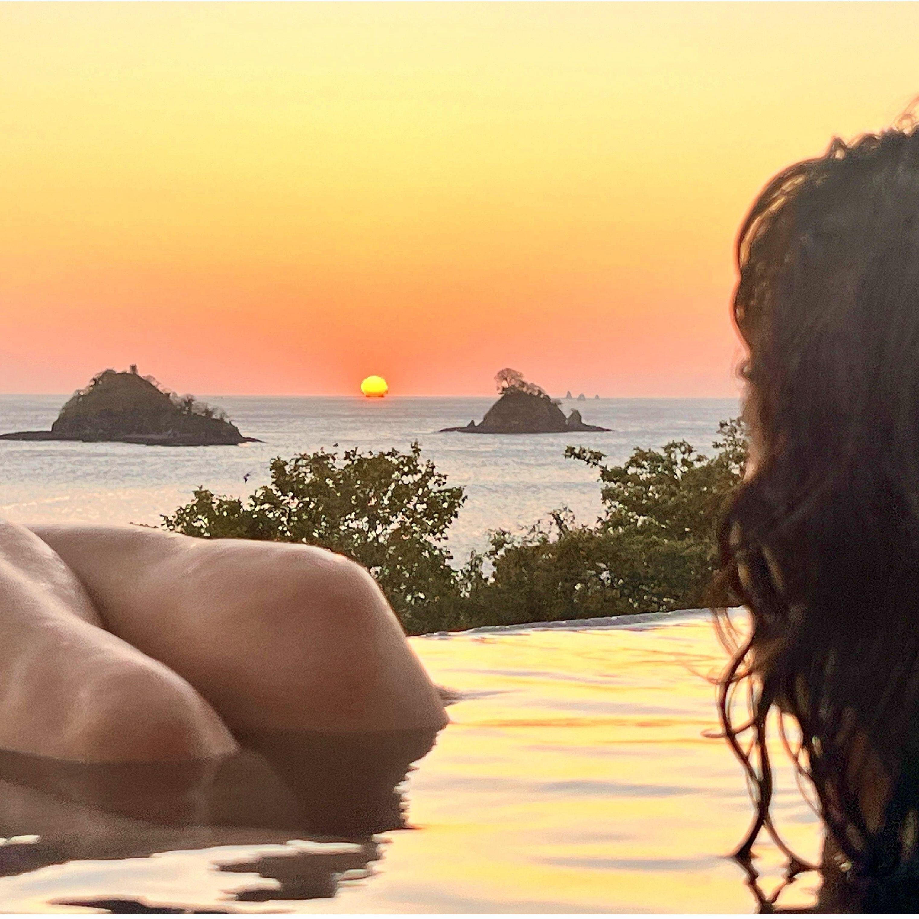 Jules and the sunset—both doing the most. Las Catalinas, Costa Rica. ☀️