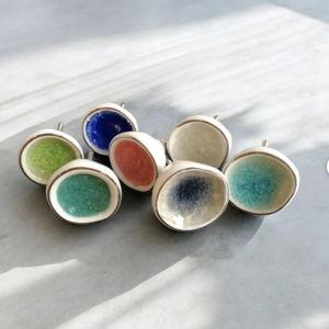 Blue Silver Edge Ceramic Knob