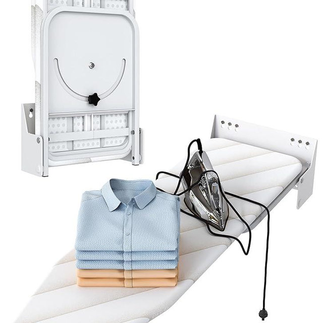 Nisorpa Wall Mounted Ironing Board 37.4" x 11.8" Fold Away 180° Swivel Iron Board with Heat Resistant Cover in Wall Ironing Board Space Saving for Home Laundry Room