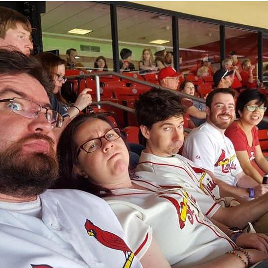 Hughes family Cardinals game clearly having a great time.