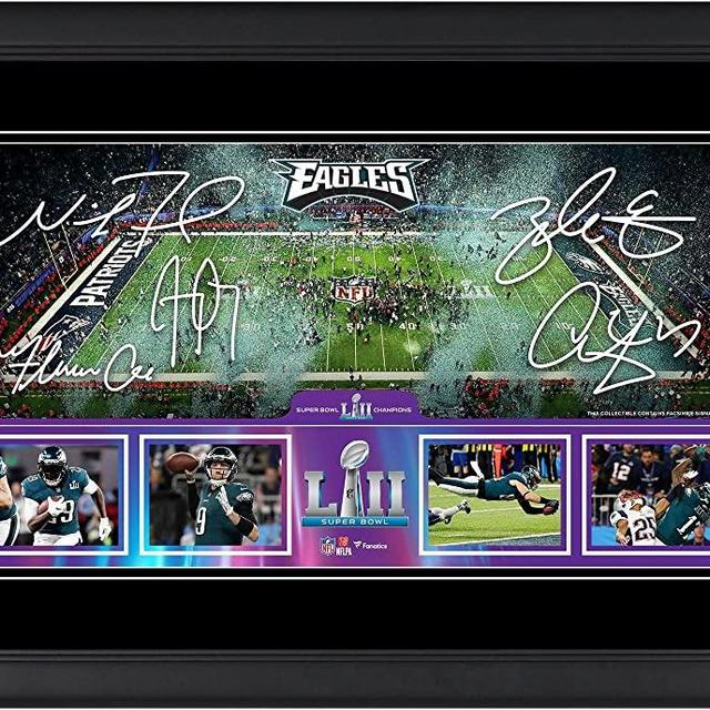 Philadelphia Eagles Framed 10" x 18" Super Bowl LII Champions Panoramic Collage with Facsimile Signatures - NFL Team Plaques and Collages