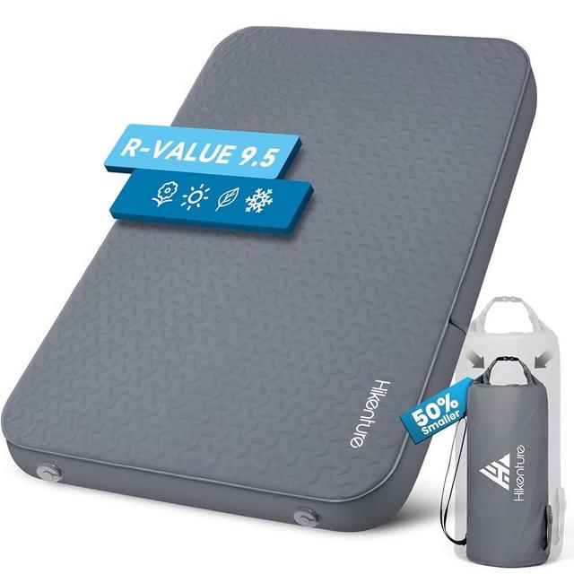 Hikenture 4" Thick Self Inflating Sleeping Pad, Foam & Air Camping Mattress 2 Person, 9.5 R-Value Insulated Sleeping Mat with Pump Sack, Portable Double Camping Pad for Tent, Car, Truck