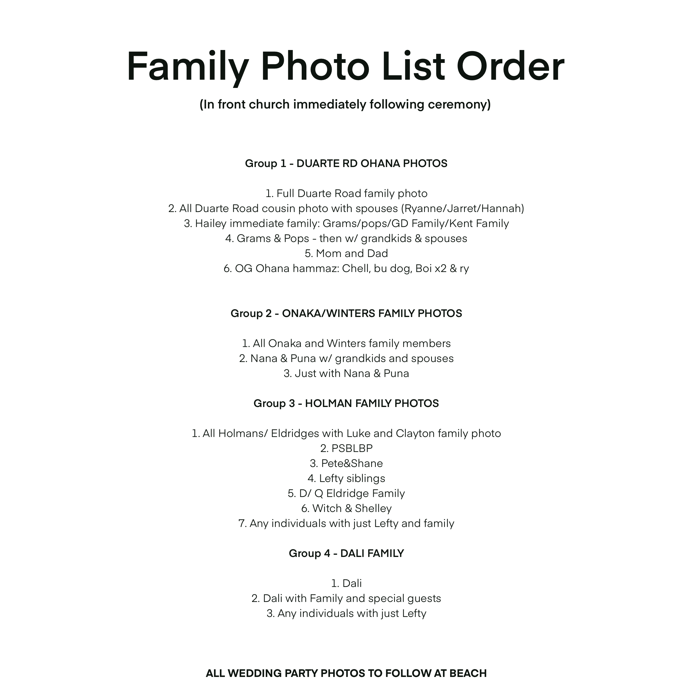 Family Photos - Right after ceremony in front of the church