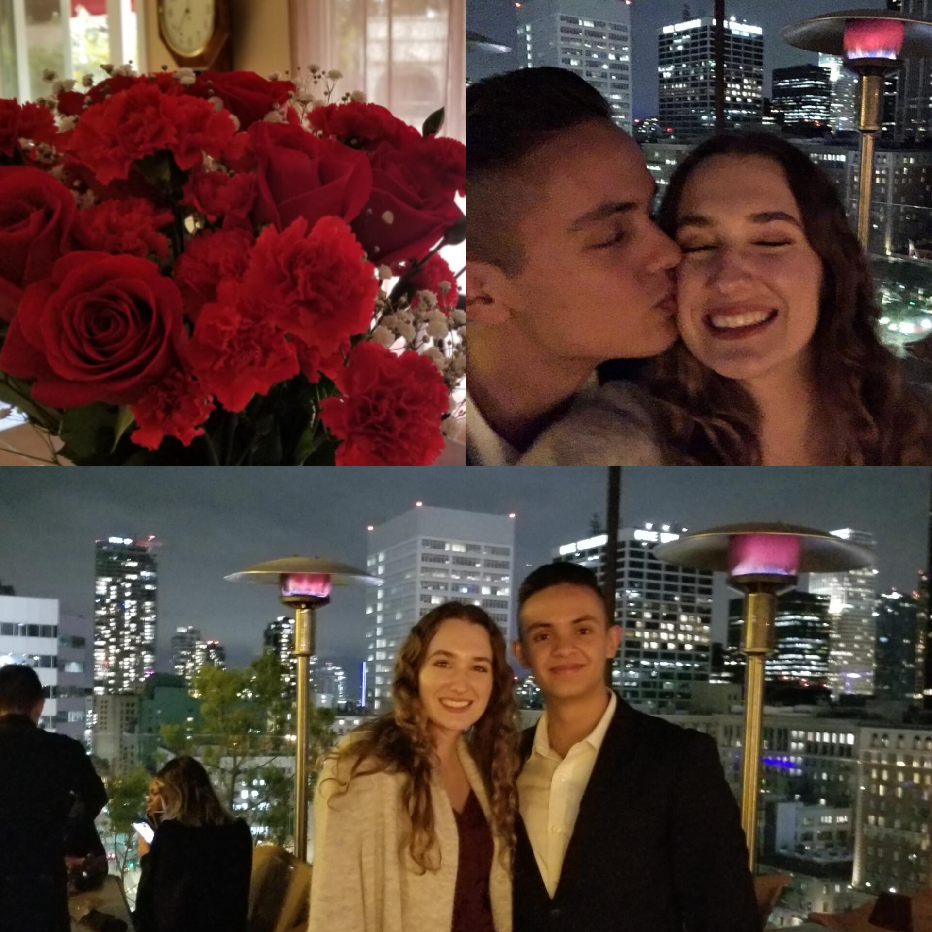 Three years! Emilio surprised Kaitlin with a rooftop dinner in LA with live music and amazing food! / Tres años! Emilio sorprendió a Kaitlin con una cena en una azotea en Los Ángeles con música en vivo y comida increíble!