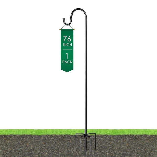 Ottsuls Shepherd Hooks with 5 Prongs Base for Outdoor - 76 Inch Adjustable Bird Feeder Pole for Outside Hanging, Garden, Hummingbird Feeder, Plant Baskets, Solar Light Lanterns, Wedding Decor (1 Pack)