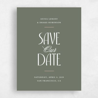 Dark Sage, Green Wedding Save the Date - Trogir Portrait