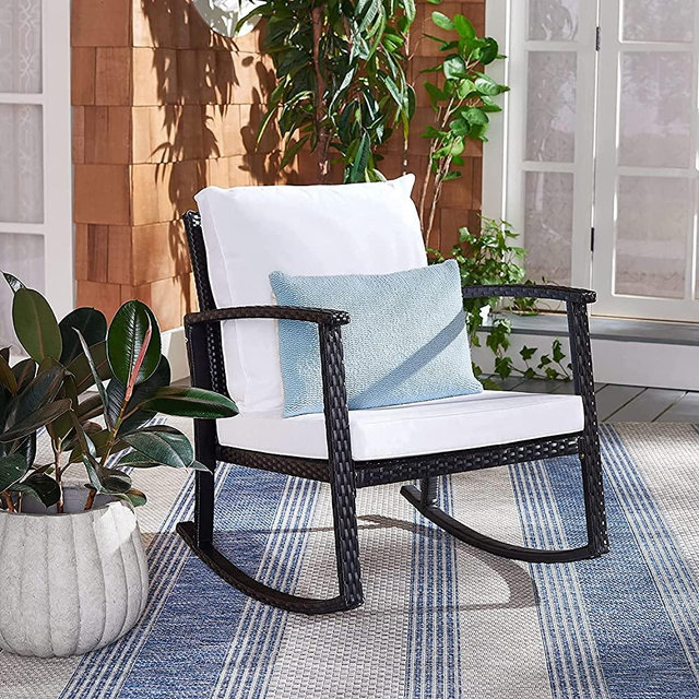 Safavieh Outdoor Collection Daire Black/White Cushion Rocking Chair PAT7721A