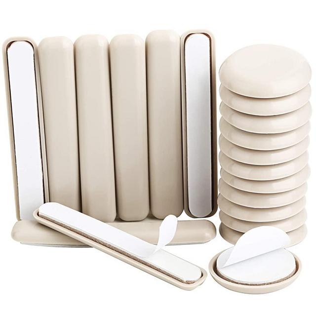 Liyic 20 Combo Pack Self-Stick Furniture Sliders for Carpet,12 PCS 1-11/16 inch Self Adhesive Furniture Glides & 8-Pack 1/2"X4" Bar Furniture Moving Pads Furniture Glider Carpet Slider Floor Sliders