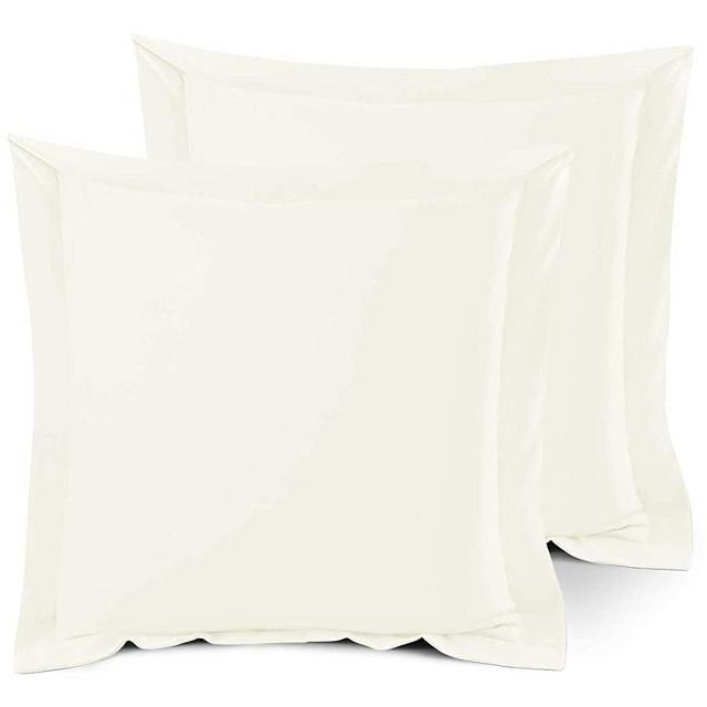nestl Soft Pillow Shams Set of 2 - Double Brushed Microfiber Pillow Covers - Hotel Style Premium Bed Pillow Cases, with 1.5” Decorative Flange, Euro 26"x26" - Off White