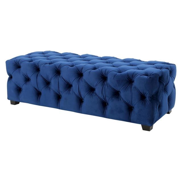 Piper Tufted Velvet Fabric Rectangle Ottoman Bench - navy - Christopher Knight Home