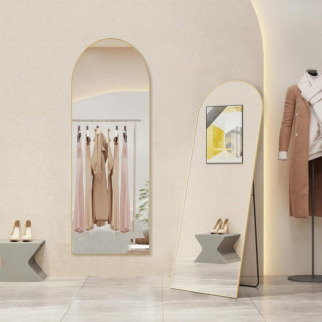 Aidoly Mirror Full Length, Upgraded Body Wall Mirrors with Shatter-Proof Glass, Floor Standing, Hanging or Leaning, Tall Mirror with Stand Aluminum Alloy Frame for Bedroom