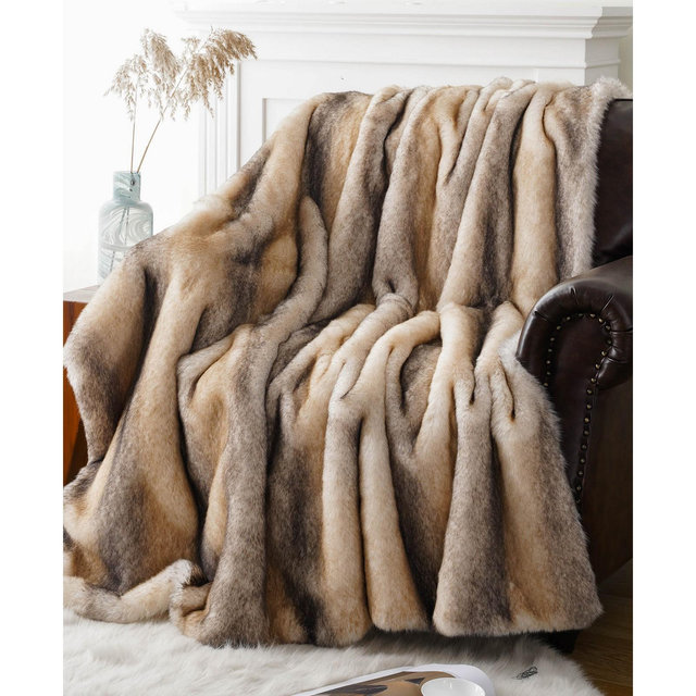 Battilo Luxury Tipped Faux Fur Throw, 60"x 80"