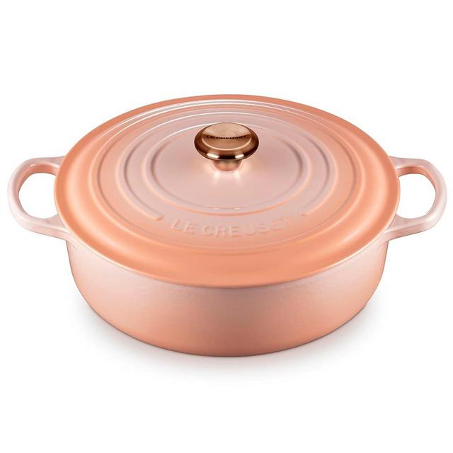 Le Creuset Signature 6.75-quart Round Wide Oven with Copper Knob - Enameled Cast Iron (Peche)