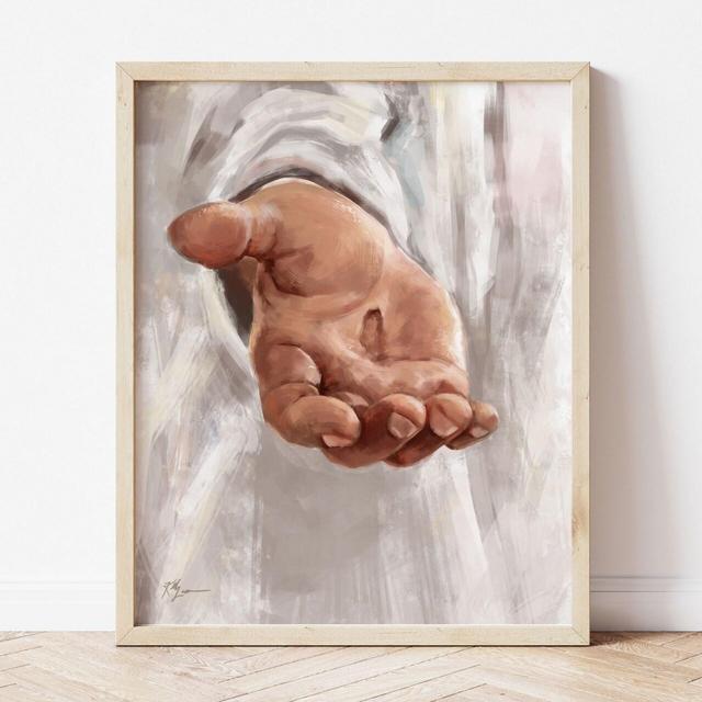 Jesus Christ Artwork, "Engraved on His Hands," Christian Art Print, Gospel Home Decor