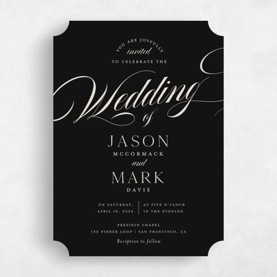 Black Ticket Wedding Invitation - Marquis Portrait