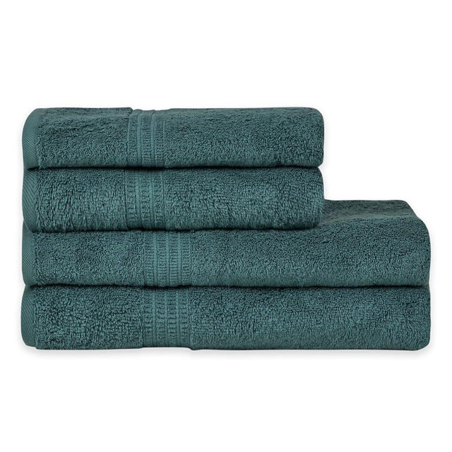 HOMELOVER 4 Piece Towel Set - 100% Organic Cotton 2 Bath Towels & 2 Hand Towels - 500 GSM, Hotel Quality, Soft, Highly Absorbent & Quick Drying Wash Towels for Kitchen & Bathroom (Forest Green)