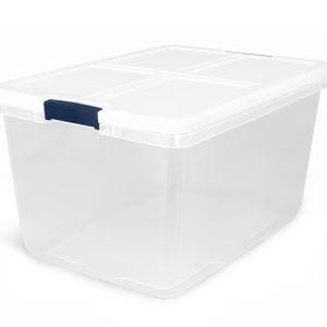 Project Source Medium 16.5-Gallon s (66-Quart) Clear, White Tote with Latching Lid