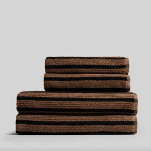 Parachute Organic Resort Stripe Bath Bundle - Camel with Soft Black