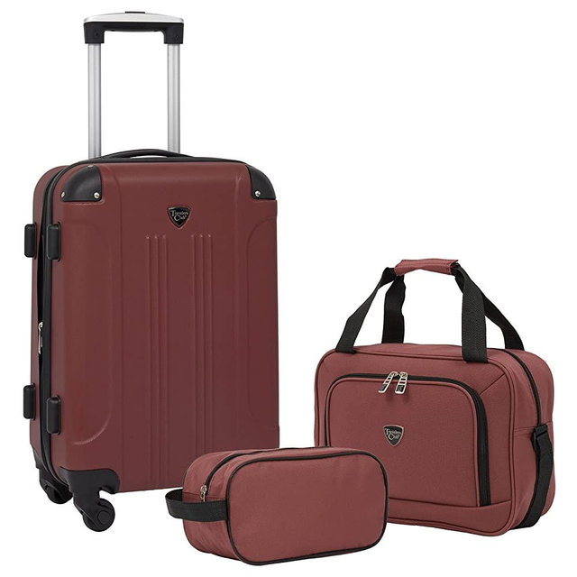 Travelers Club Chicago Hardside Expandable Spinner Luggage, Apple Butter, 3 Piece Set
