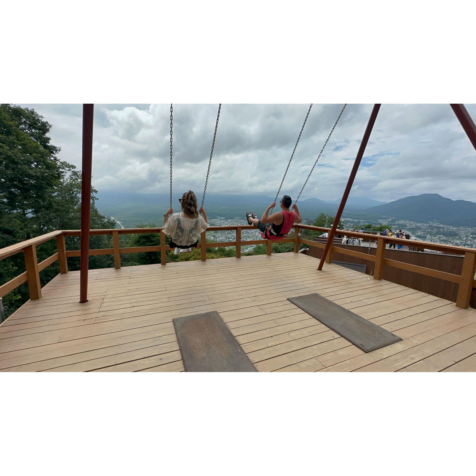 Swinging on the side of Mt. Fuji