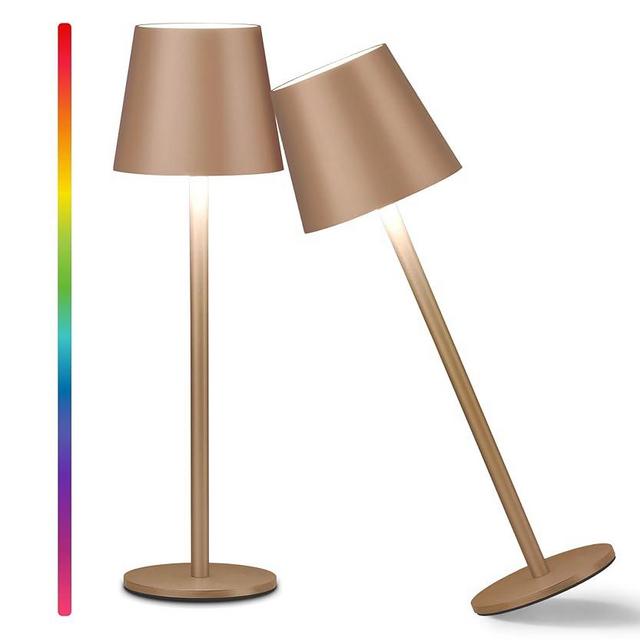 Faithorse 2pc 5200mAh RGB Cordless Table Lamp, RGB 8 Modes & Touch Control Rechargeable Battery Desk Lamp, IP54 Waterproof Battery Operated Lamp for Bedroom/Restaurant/Camping/Bars (Coffee Color)