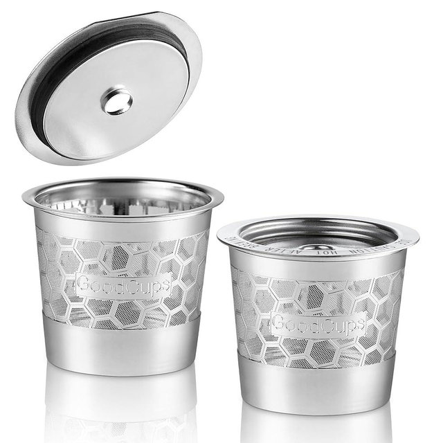 2-Pack 304 Stainless Steel Reusable K-Cup Pods Coffee Filters for Keurig K-Express, K-Elite, K-Duo, K-Mini, Mini Plus, Mini Mate, K-Classic, K-Select, K-Cafe & K-Iced Brewers