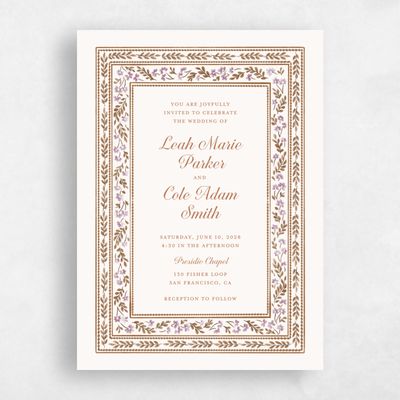 Brown Wedding Invitation - Pervenche Portrait
