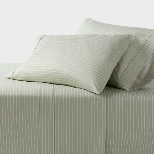 Full 400 Thread Count Performance Sheet Set Green Stripe - Threshold™