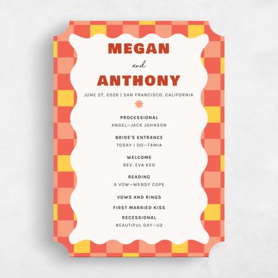 Pink Ticket Wedding Program - Vibrante