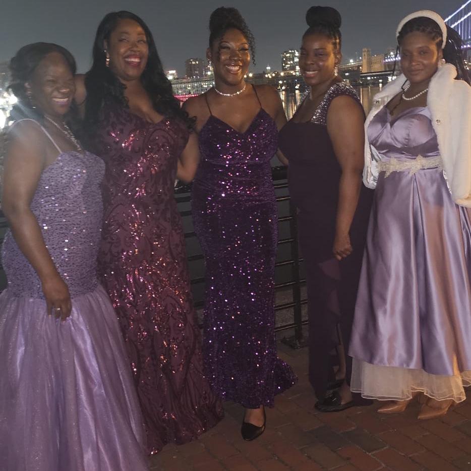 Alex, Churece, Jadeena, Lisha, & Cherylyn—elegantly dressed in shades of purple for a formal evening filled with spiritual joy, sisterly love, and beautiful memories.
#PurpleElegance #FaithAndFashion