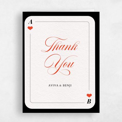 Red Destination Wedding Thank You - Hearts Classic