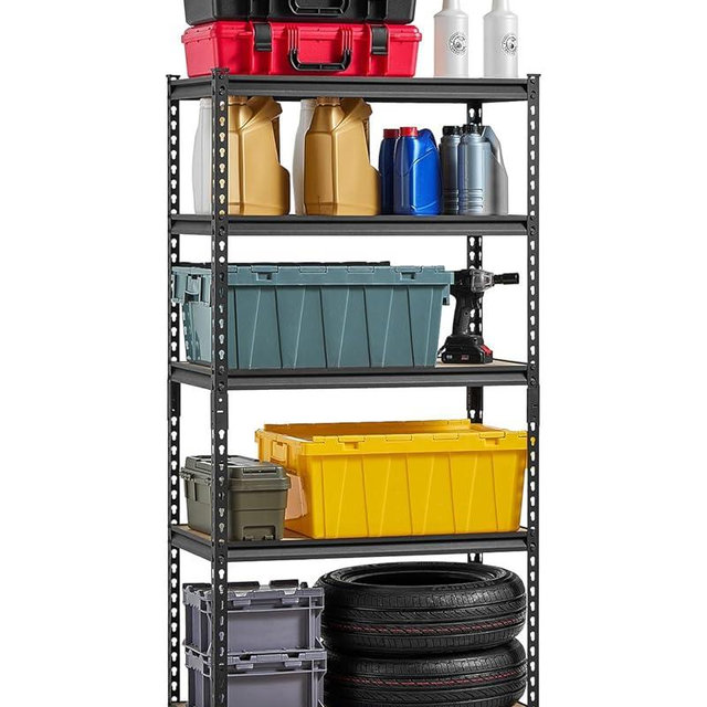 VEVOR Storage Shelves, 2000 lbs, 5 Tier Garage Storage Shelving, 16" D x 32" W x 62.8" H Adjustable Metal Shelves for Garage Shelves Utility Rack Shelf, Ideal for Kitchen, Warehouse, Basement, Black