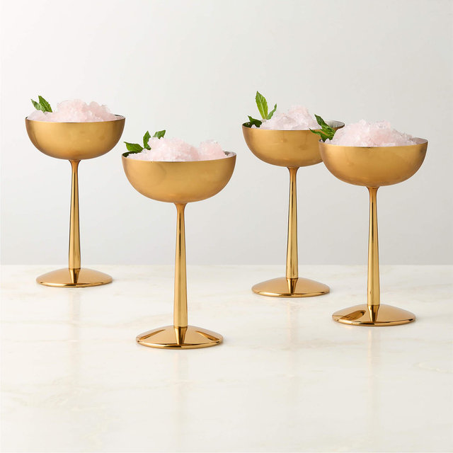 Emporia Brass-Plated Coupe Glasses Set of 4
